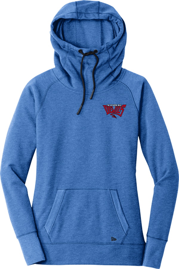 York Devils New Era Ladies Tri-Blend Fleece Pullover Hoodie