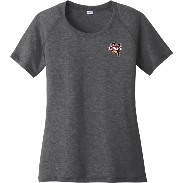 Mercer Chiefs Ladies PosiCharge Tri-Blend Wicking Scoop Neck Raglan Tee